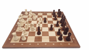 Mahogany finish coordinates board with pieces - side view Mahogany finish coordinates board with pieces - side view