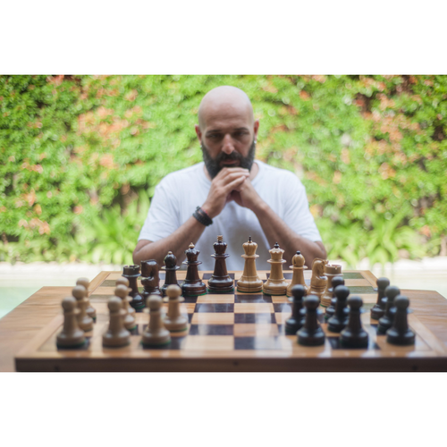 Giant 70cm Rosewood and Teak Chess Set with 12.5cm pieces. (BALISET)