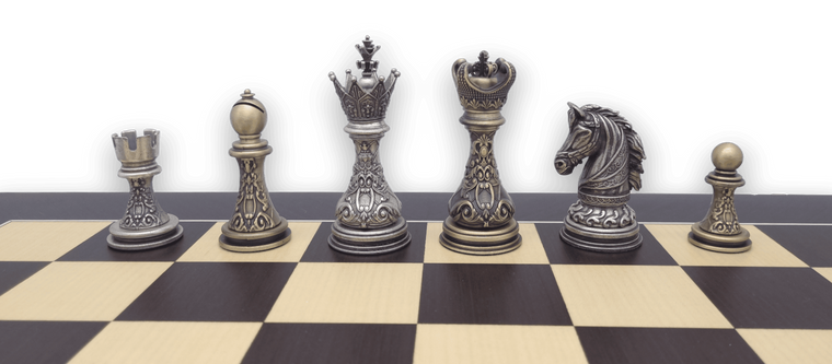 Baroque Staunton Metal 90mm Chess Pieces