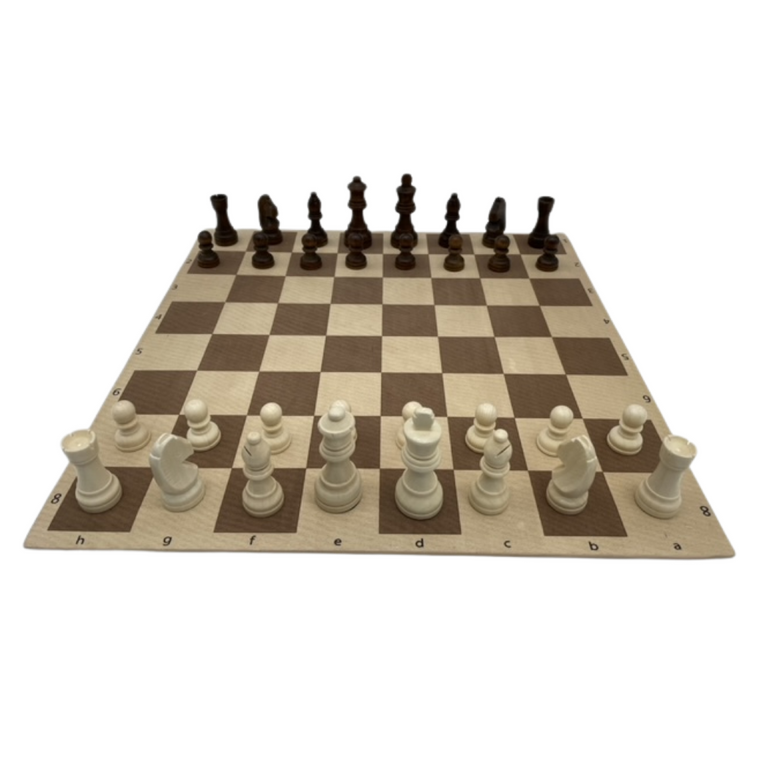 Leather Rollup Chess Board with Chess and Checkers Pieces chess