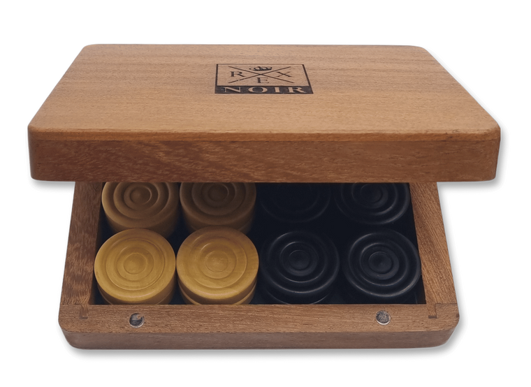 Rex Noir Checkers Set with Storage Case slightly open