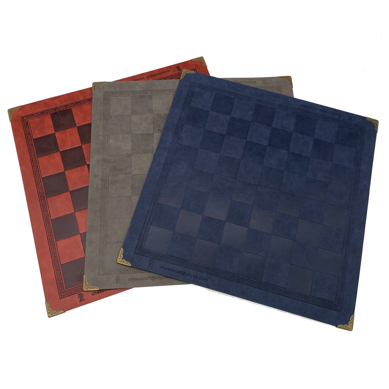 33cm Leather Embossed Chess Board BLUE