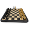 Rex Noir Expert 95mm Ebony / Boxwood Chess Pieces shown on board