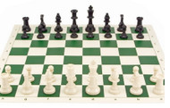 Tournament Chess Set 95mm Single Weighted Pieces with Folding Board (PP953&BB002) on green board