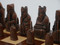 Berkeley Chess Isle of Lewis Metal Finish Chessmen pieces (BC4001) dark closeup