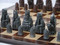 Berkeley Chess Isle of Lewis Metal Finish Chessmen pieces (BC4001) on board