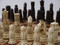 Berkeley Chess Victorian (Brown) Chessmen pieces (BC2003) both on board