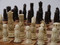 Berkeley Chess Victorian (Brown) Chessmen pieces (BC2003) white and brown on board