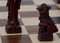 Berkeley Chess Mandarin (Red) Chessmen pieces (BC3005) red closeup