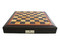 Dal Rossi 16" Walnut Finish Chess Set with PU Leather Edge and Metallic Marble Look Chess Pieces (L2011DR & L2226DR) board