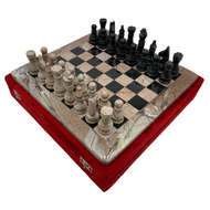 12" Onyx Marble Chess Set with Velvet Case (101CW)