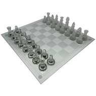 Glass Chess Set 35cm with Clear and Frosted pieces (GS03)