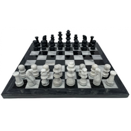 16" Onyx Marble Glass Chess Set White / Black (M1040)