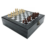 4 in 1 Wooden Chess Set, Cards, Dice and Dominoes with Folding Carry Case (CH20)