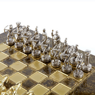 Manopoulos Archers Metal Chess Set with 28cm board and storage box (S15BRO) set