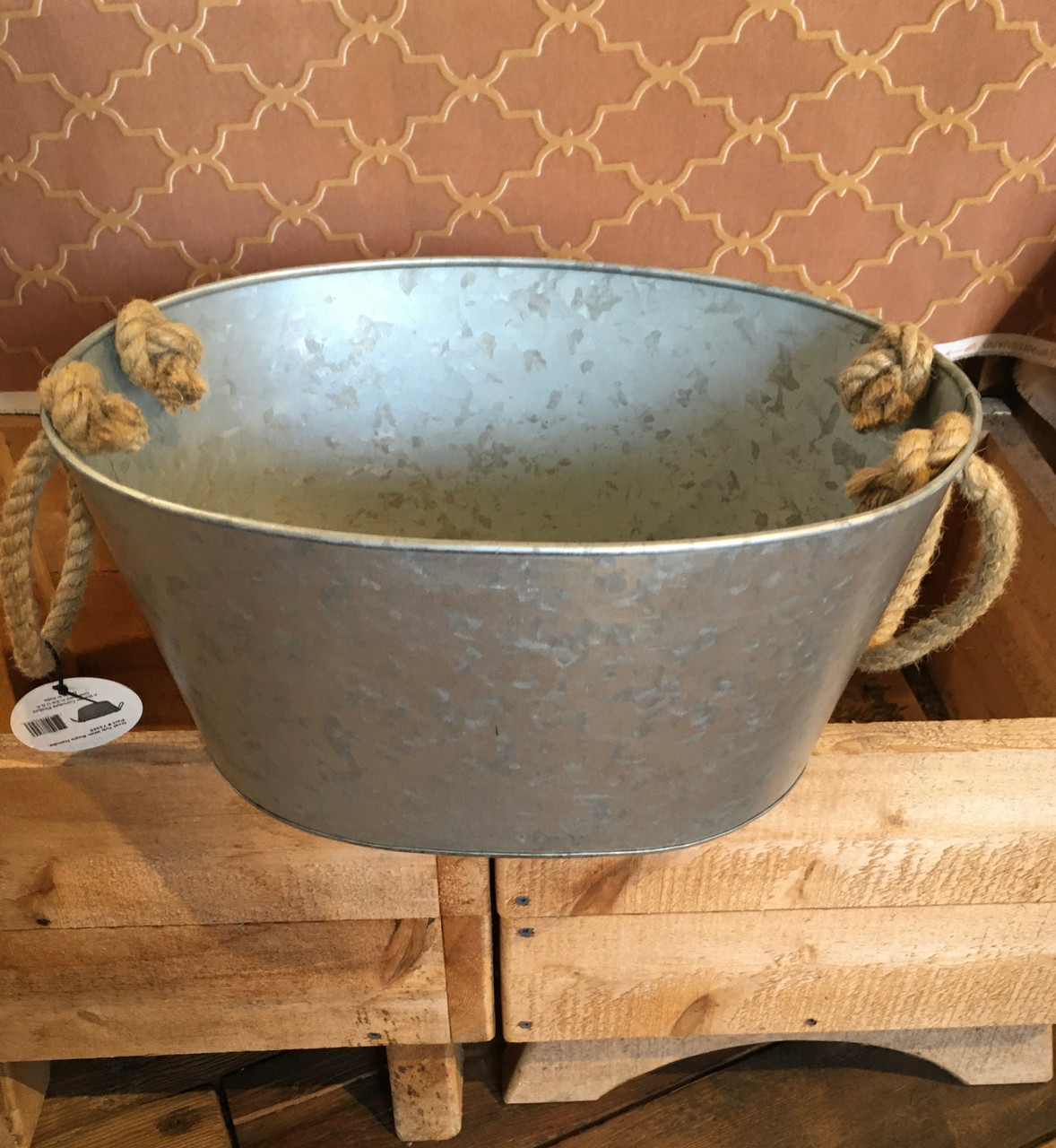 Oval Galvanized Tub w/ Rope handles