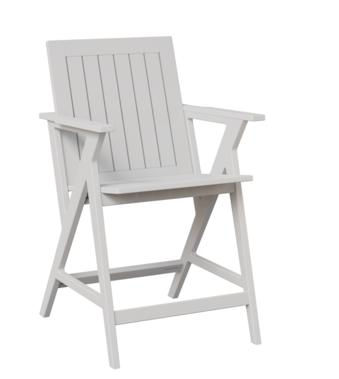 Counter Height Arm Chair in Matte White. Cushions sold separately