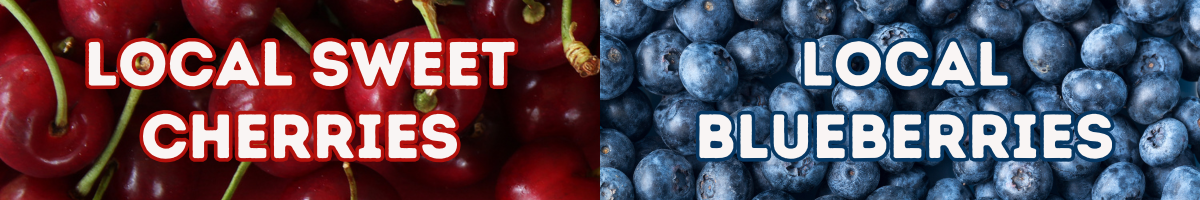 Michigan sweet cherries and local blueberries available now!