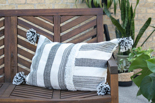 Eugene Handwoven Throw Pillow - B&W