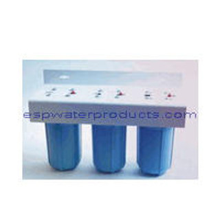 Three Stage Big Blue Style 10 Filtration System w/ 1 Ports and Pressure Relief Valve Without Filters 300BB-WOF 300BB-WOF