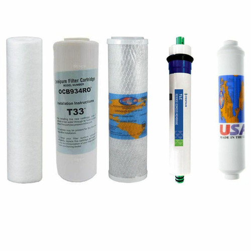 1-Year Compatible Replacement Filter Kit with RO Membrane for iSpring RCC7 5-Stage 75 GPD RO System YSM-ISPG-RCC7