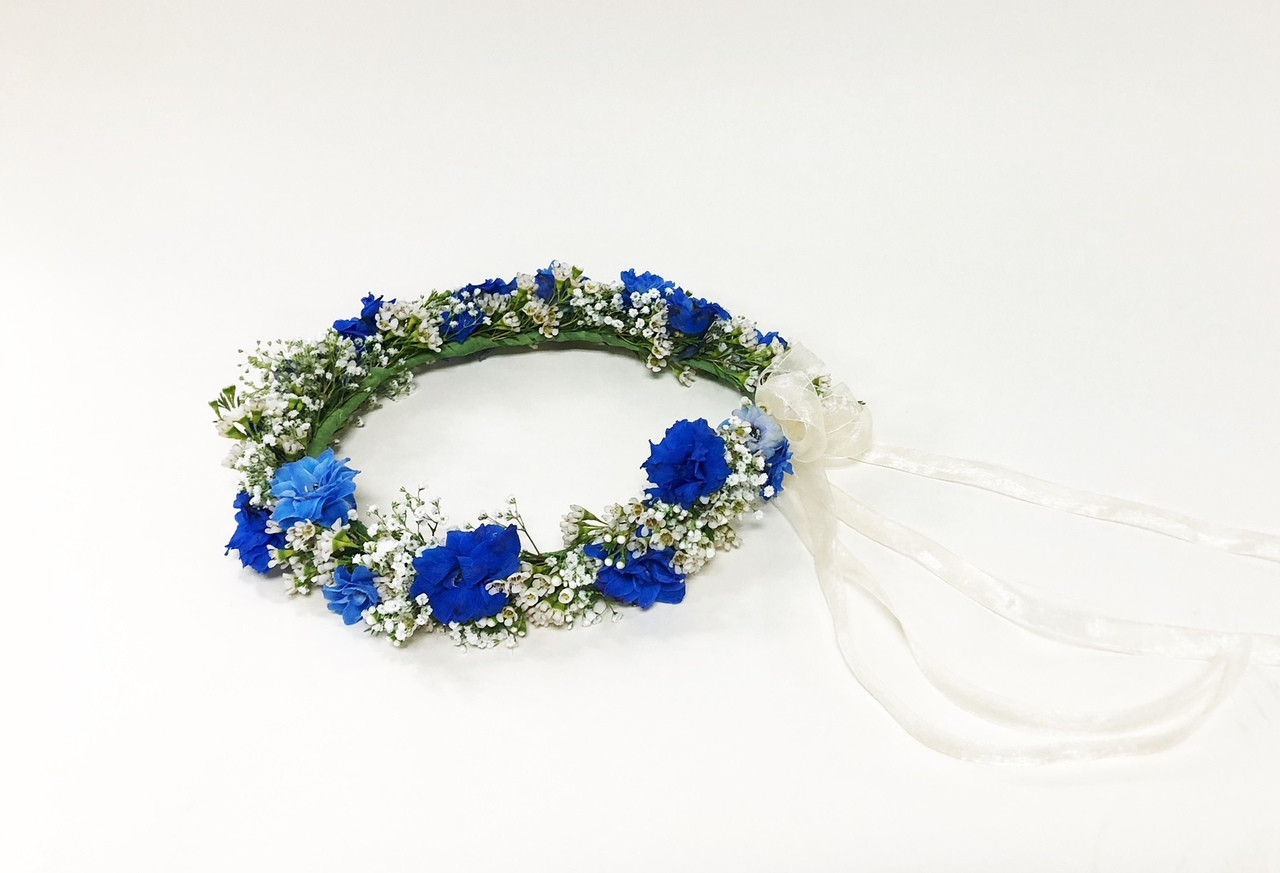 blue flower headpiece