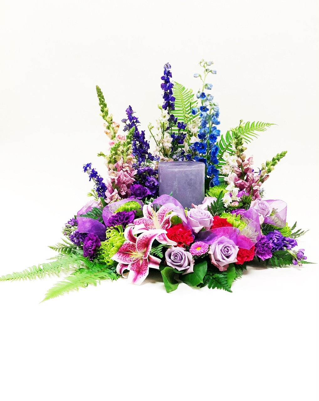 Purple Floral Wreath on Foam Wreath Base Supply List - Kelea's Florals