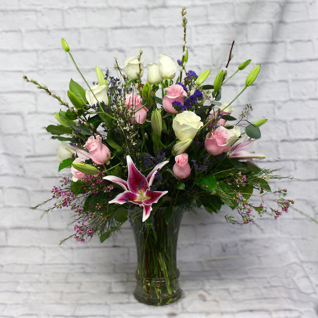 Two Dozen Roses and Stargazer Lilies | Loveland Flower Delivery