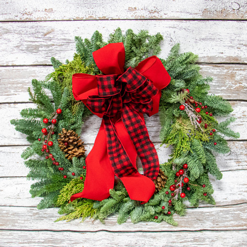 Holiday Wreath with Bow 24"