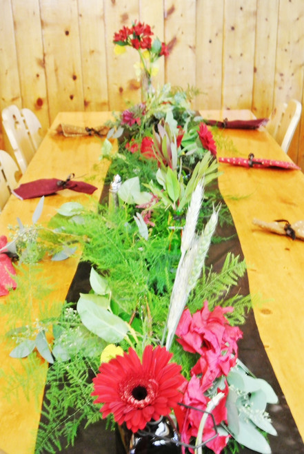 Mixed Greens and Floral table top Decor