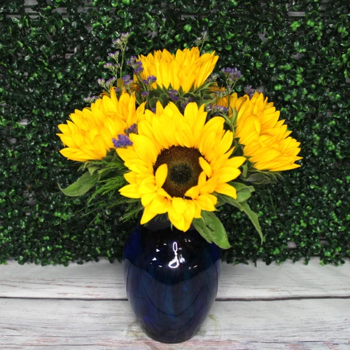 Sunflower arrangement in a vase