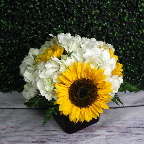Sunflower arrangement in a vase