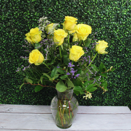 Knock Your Socks Off Roses Vase Arrangement -Pick Your Color