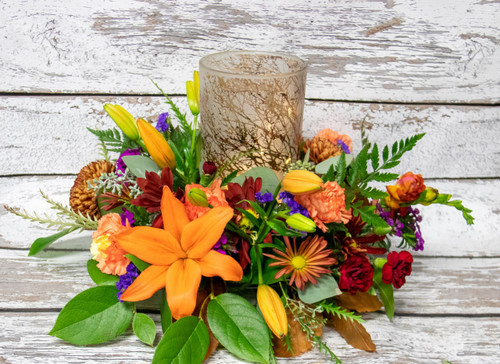 Hurricane Glass Fall Centerpiece