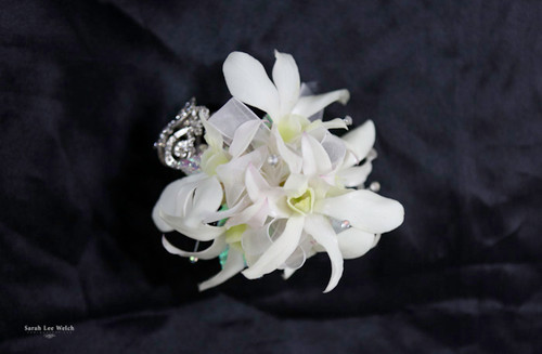 Shining Orchids Corsage on Keepsake Bracelet