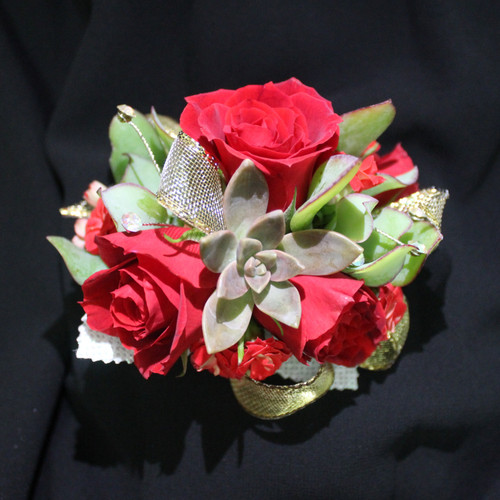 Red Succulents Corsage