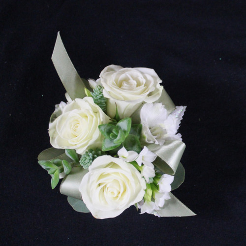 White Succulent Corsage