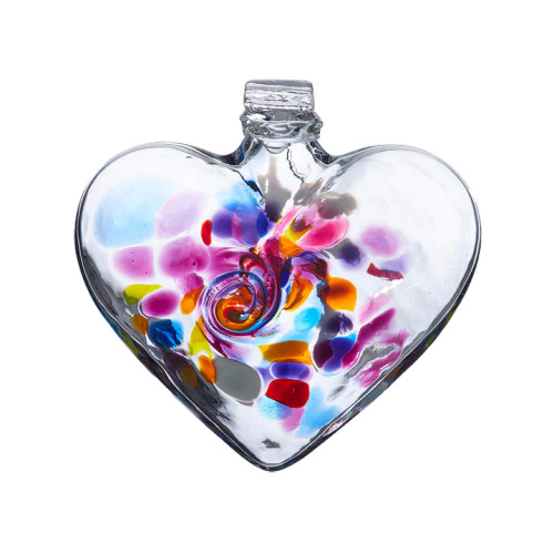 “May this heart awaken the childlike wonder that lies within and allow me to delight in the details and possibilities of life around me.” Intention leads us each down our own path of discovery and experimentation. This heart features a story that is self-reflective and crafted with a swirl of glass in the center."