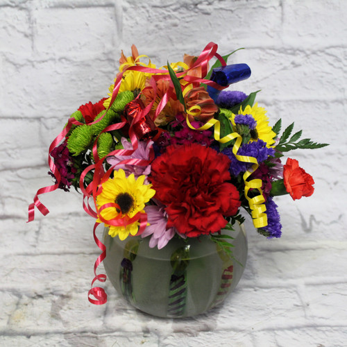 Birthday Bowl Vase Arrangement