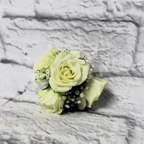 White Rose and Babys Breath Corsage