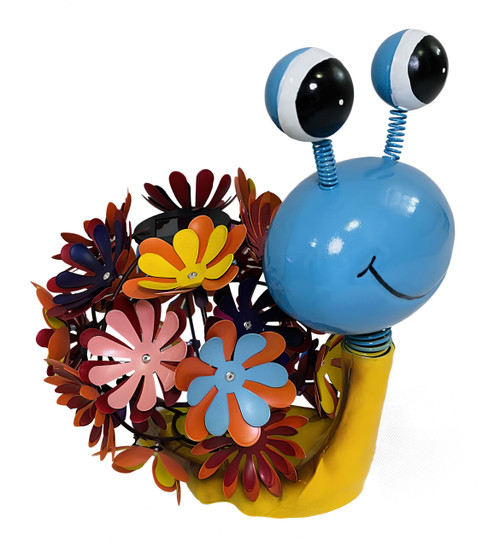 Solar Colorful Enameled Snail With Flower Body