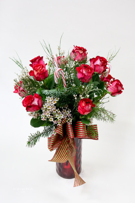 Dozen Candy Cane Roses