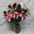 Dozen Roses and Stargazer Lilies Vase Arrangement - Pick Your Color
