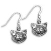 Sterling Silver Fat Cat Head Earrings