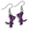 Enamel Purple Playful Cat Earrings