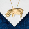 14K Solid Gold Hippo Large Pendant