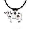 Enamel Black and White Cow Large Necklace