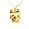 14K Solid Gold Pit Bull with Cropped Ears Large Pendant by The Magic Zoo