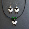 Enamel Black and White Sheep Earrings