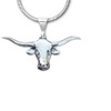 Sterling Silver Texas Longhorn Large Pendant